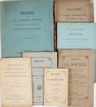 [DORDOGNE]. Ensemble de 7 volumes et plaquettes.
- DAUSSEL, M. Mémoire adressé au...