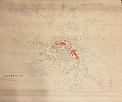 Plan imprimé de la ville du Creusot en 1871...