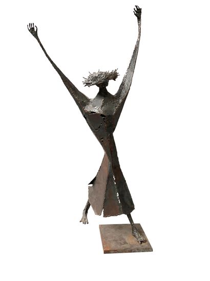 null TRAVAIL 1970

Sculpture en lames de métal soudé figurant un personnage les bras...