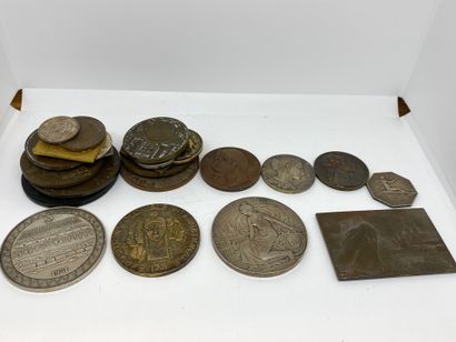 null Ensemble de médailles commémoratives en bronze et argent 

XIX-XXème siècle