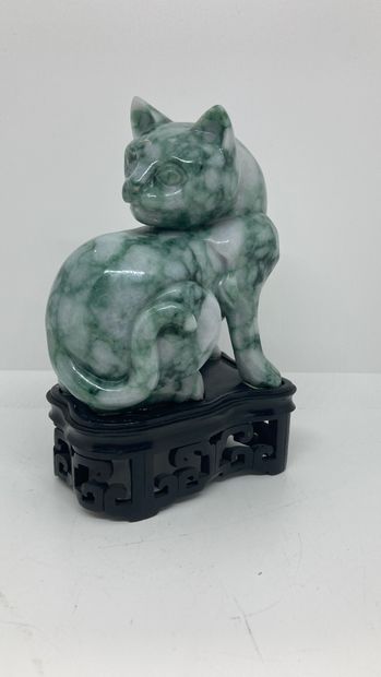 null CHINE - XXe siècle

Statuette de chat en jadéite assis la tête tournée vers...