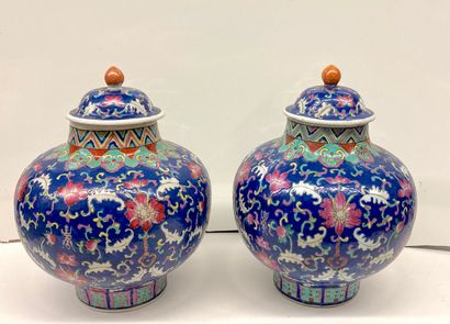 null CHINA


A pair of covered porcelain pots with flowers on a blue background.





H....