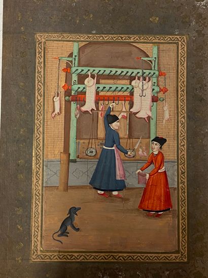 null Qadjar miniature representing a butcher 


Polychrome pigments on paper, mounted...