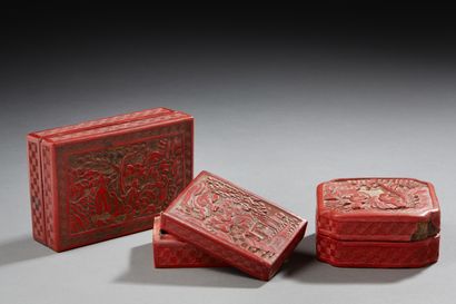 null CHINA


Three rectangular red lacquer boxes. 


20th century. 


Size: 10 to...