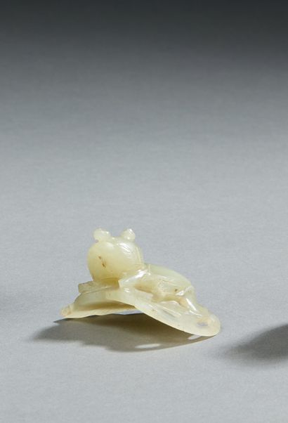 null CHINA


Small grey-green jade figurine representing a dormouse lying on a leaf.


1900/1920


Length...