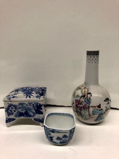 null CHINA


Porcelain set including a bottle vase (pierced at the bottom), a covered...