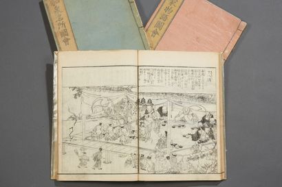 JAPON Trois livrets d'estampes à décor divers
Fin XIXe - début XXe siècle
H: 26 cm...