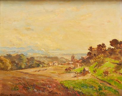 Étienne Philippe MARTIN (1856/58-1945) Aux Aygualades, near Marseille Oil on panel...