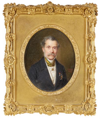 FRANÇOIS MEURET (NANTES 1800 - BEAUMONT LE ROGER 1887) Portrait of a man wearing...