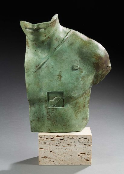 Igor MITORAJ (1944-2014) Asclepios
Bronze subject with green patina on a rectangular...