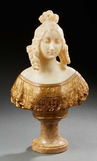 An alabaster and gilt regule bust in imitation...