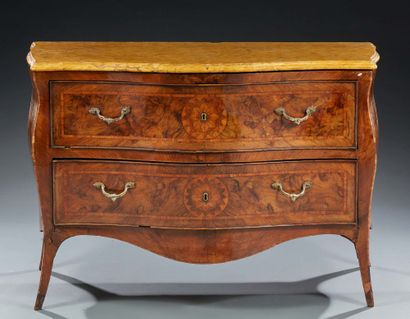 MARQUETED COMMODE in burr walnut, rosewood...
