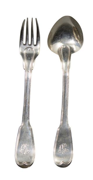 null Silver RAGOOST COUVER, filleted model.
Monogrammed spatulas.
Master stamp.
Directoire...