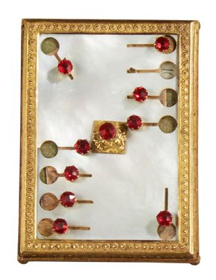 null RARE AND PRECIOUS COUNTER in mother-of-pearl, gilt metal and coloured glass...