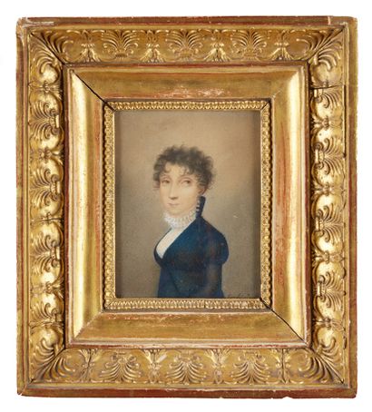 École FRANÇAISE vers 1810 Portrait of a woman Watercolor Dated 1811 and named sophia...