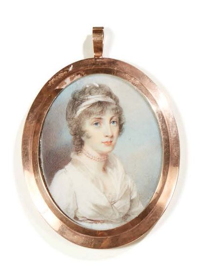 HENRY EDRIDGE (1768-1821) Portrait de jeune femme en buste vers la droite en robe...
