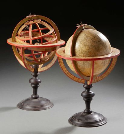 A Pair of earthen globe and an armillary...
