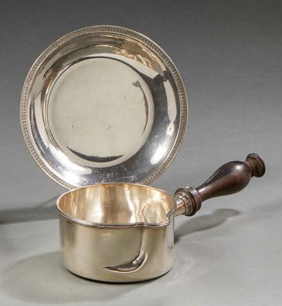 null SET including a silver saucepan and a silver bowl.
Minerva mark.
Total gross...