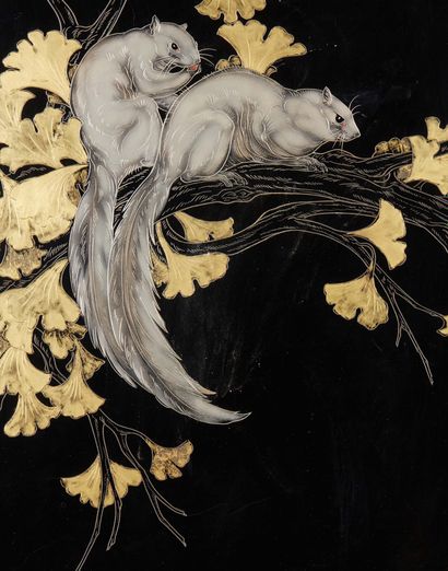 GASTON SUISSE (1896-1988) Squirrels of Malaysia
Lacquered panel with gold highlights,...