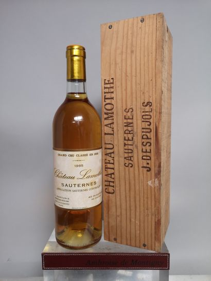 null 1 bouteille Château LAMOTHE - Gcc Sauternes 1985 En coffret bois.

Etiquette...