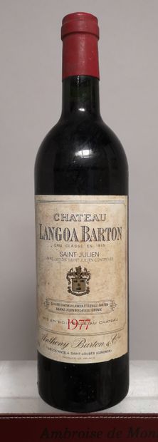 null 1 bouteille Château LANGOA BARTON - Saint Julien 1977 

Etiquette légèrement...