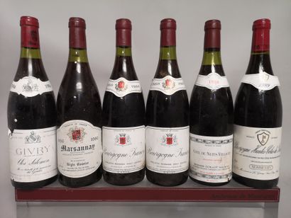 null 6 bouteilles BOURGOGNE DIVERS 1 HAUTES COTES de BEAUNE 1989 - MOMMESSIN, 1 COTES...