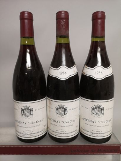 null 3 bouteilles SANTENAY "Clos Genet" - Michel CLAIR 1986 

Etiquettes légèrement...