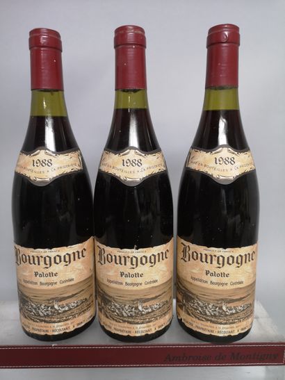 null 3 bouteilles BOURGOGNE " Palotte" - Gabriel DELALOGE 1988 

Etiquettes légèrement...
