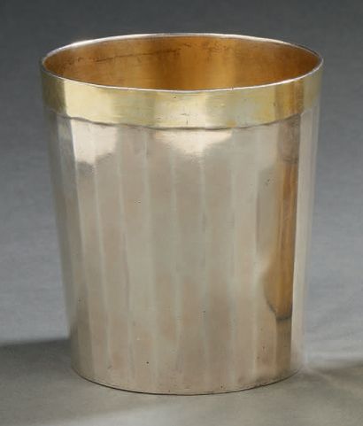 null * A silver and vermeil NECESSARY TIMBALE, the truncated cone-shaped body with...