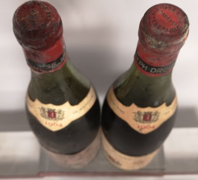 null 2 bouteilles VOSNE ROMANEE "Les Suchots" - Joseph DROUHIN 1964 Étiquettes tachées....