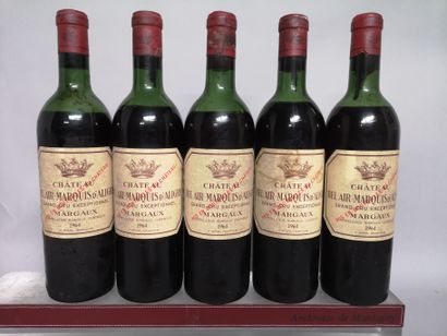 null 5 bouteilles Château BEL AIR MARQUIS d'ALIGRE - Margaux 1964 Étiquettes tachées....