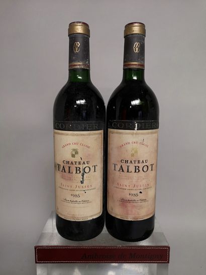 null 2 bouteille Château TALBOT - 4e GCC Saint Julien 1985 Étiquettes tachées et...