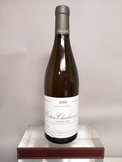 null 1 bouteille CORTON CHARLEMAGNE Grand cru - Marc COLIN 2008 Étiquette légèrement...