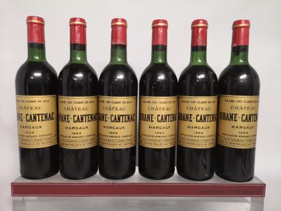 null 6 bouteilles Château BRANE CANTENAC - 2e GCC Margaux 1964 Niveaux légèrement...