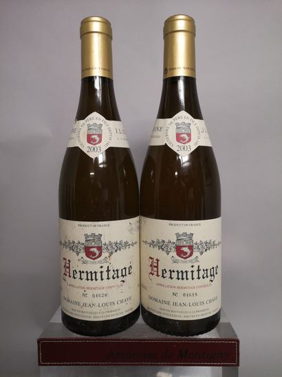 null 2 bouteilles HERMITAGE - J.L.CHAVE 2003 Étiquettes légèrement abîmées et ta...