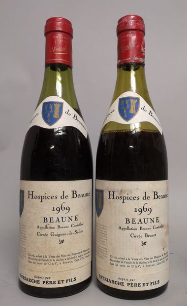 null 2 bouteilles BEAUNE des HOSPICES de BEAUNE -1 Cuvée Brunet et 1 Cuvée GUIGONNE...