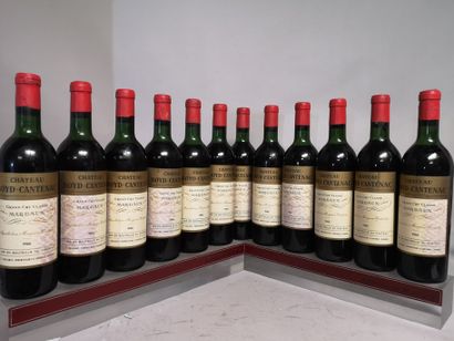 null 12 bouteilles Château BOYD CANTENAC - 3e GCC Margaux 1966 Étiquettes marquées....
