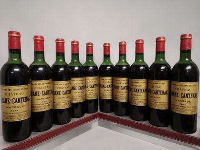 null 10 bouteilles Château BRANE CANTENAC - 2e GCC Margaux 1964 Niveaux mi épaule....