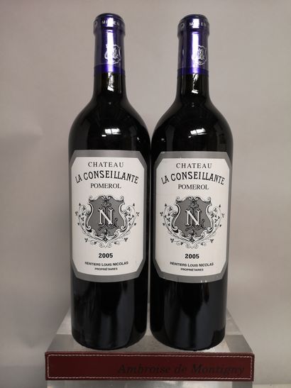 null 2 bouteilles Château La CONSEILLANTE - Pomerol 2005 Étiquettes légèrement m...