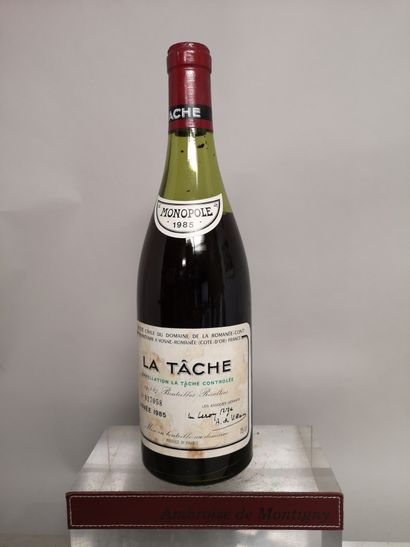 null 1 bouteille La TÂCHE - Domaine de La ROMANEE CONTI 1985 Étiquette légèrement...