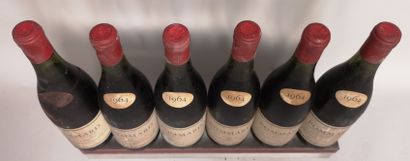 null 6 bouteilles POMMARD " Les Chaponnières" - Domaine PARENT 1964 Étiquettes tachées....