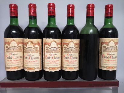 null 6 bouteilles Château PONTET-CLAUZURE - Saint Emilion Grand Cru 1966 Étiquettes...