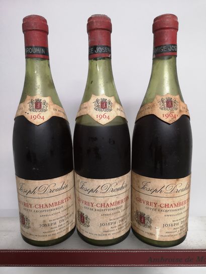 null 3 bouteilles GEVREY CHAMBERTIN "Cuvée Exceptionnelle" - Joseph DROUHIN 1964...
