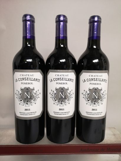 null 3 bouteilles Château La CONSEILLANTE - Pomerol 2011 Une étiquette légèrement...