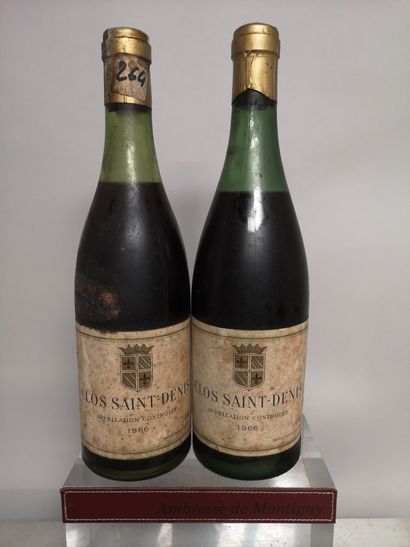null 2 bouteilles CLOS SAINT DENIS - Nicolas 1966 Étiquettes tachées. 1 a 5 et 1...
