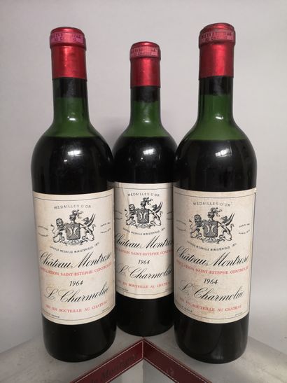 null 3 bouteilles Château MONTROSE - 2e GCC Saint Estèphe 1964 Étiquettes légèrement...
