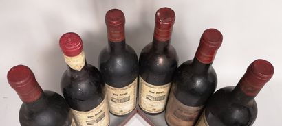 null 6 bouteilles ITALIE BAROLO - Giulio GABRI 1966 Étiquettes tachées. 5 légèrement...