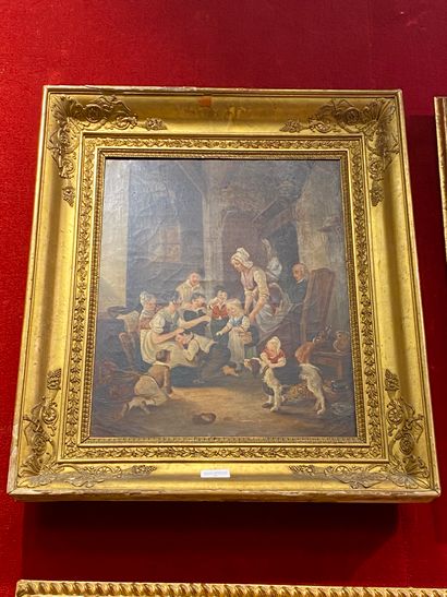 null French school of the XIXth century.

Animated interior scene

Oil on canvas...