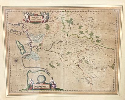  "Xaintonge et Angoumois" 
Carte géographique en couleur 
XVIIIème siècle 
41 x 51,5...