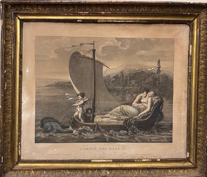 null Suite of two engravings in black and color highlights after Prud'hon: 

Love...